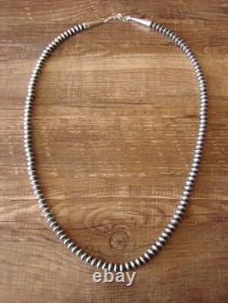 Navajo Pearl Sterling Silver Saucer Bead Hand Strung 22 Necklace