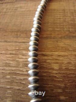 Navajo Pearl Sterling Silver Saucer Bead Hand Strung 22 Necklace