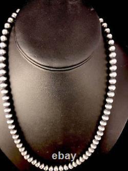 Navajo Pearls 8mm Sterling Silver Round Bead Necklace 16-32