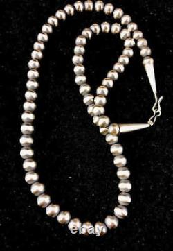 Navajo Pearls 8mm Sterling Silver Round Bead Necklace 16-32