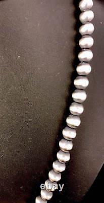 Navajo Pearls 8mm Sterling Silver Round Bead Necklace 16-32