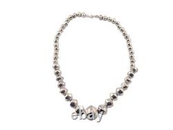 Navajo Pearls Graduated Necklace Native American Handmade Stamped Jewelry
