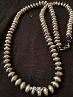 Navajo Pearls Handmade Rondelles 8 mm Sterling Silver Bead Necklace 24 4665