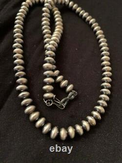 Navajo Pearls Handmade Rondelles 8 mm Sterling Silver Bead Necklace 24 4665