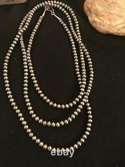 Navajo Pearls Sterling Silver 5mm Beads Necklace 48 1033