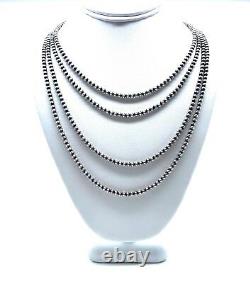 Navajo Pearls Sterling Silver. 925 4mm Beads Necklace