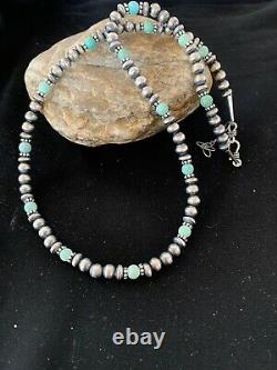 Navajo Pearls Sterling Silver DRY CREEK TURQUOISE Bead Necklace 20 Sale 3244