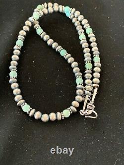 Navajo Pearls Sterling Silver DRY CREEK TURQUOISE Bead Necklace 20 Sale 3244