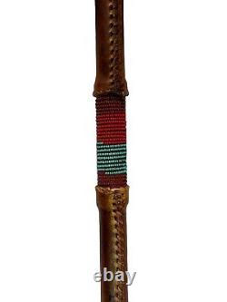 Navajo Rawhide Bull Rattle Beaded Leather Shaker Native American Art Larry Cly