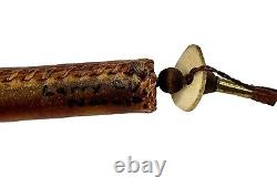 Navajo Rawhide Bull Rattle Beaded Leather Shaker Native American Art Larry Cly