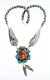 Navajo Spiny Oyster & Turquoise + Sterling Silver Leaves & Beads Necklace