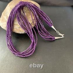 Navajo Stabil Purple Sugilite 10S Sterling Silver Tube Heishi Necklace 20 02233