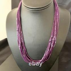 Navajo Stabil Purple Sugilite 10S Sterling Silver Tube Heishi Necklace 20 02233