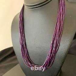 Navajo Stabil Purple Sugilite 10S Sterling Silver Tube Heishi Necklace 20 02233