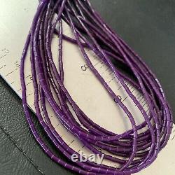 Navajo Stabil Purple Sugilite 10S Sterling Silver Tube Heishi Necklace 20 02233