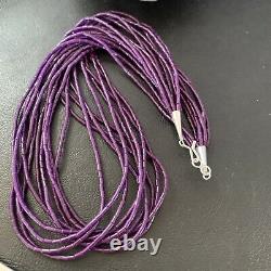 Navajo Stabil Purple Sugilite 10S Sterling Silver Tube Heishi Necklace 20 02233