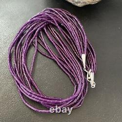 Navajo Stabil Purple Sugilite 10S Sterling Silver Tube Heishi Necklace 20 02233