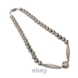 Navajo Sterling Bead Necklace 16 5/8