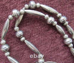 Navajo Sterling Bench Bead & Naja Necklace, Naja 2 1/4 In, 20 In, 42.5 Grams