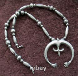 Navajo Sterling Bench Bead & Naja Necklace, Naja 2 1/4 In, 20 In, 42.5 Grams