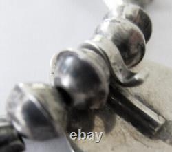 Navajo Sterling Necklace 2 1/4 Cluster Pendant, Bench Beads, 20 Inches, 38 Gram
