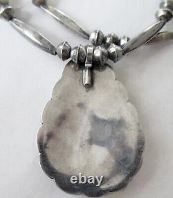 Navajo Sterling Necklace 2 1/4 Cluster Pendant, Bench Beads, 20 Inches, 38 Gram