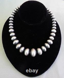 New Antiqued Stamped Big Navajo Sterling Silver Stamped Bead Necklace R. Haley