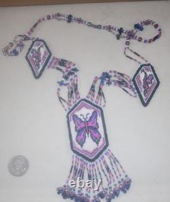 New Native American Beaded 25 Butterfly Necklace Amazing Beading Free Shipping