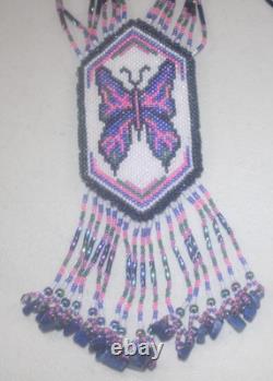 New Native American Beaded 25 Butterfly Necklace Amazing Beading Free Shipping