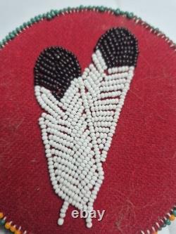 Nez Perce Native American Seed Beaded Hide Tipi Teepee Model & Rosette Feathers
