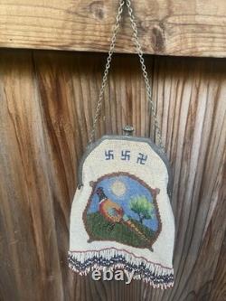 Nice Antique Native American Beaded Plateau, Otto, Purse With Peasant