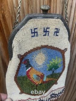 Nice Antique Native American Beaded Plateau, Otto, Purse With Peasant