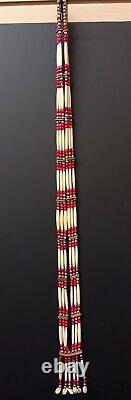 Nice Handcrafted 3 Strand Hairpipe Silver Glass Beaded Native American Bandolier