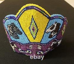 Nice Tall Hand Crafted Beaded Horse Design Native American Indian Princess Crown