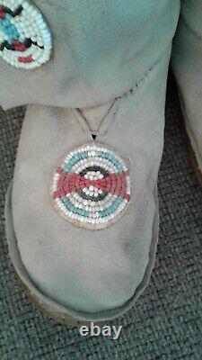 Nice Vintage Native American Beaded Childs Knee High Moccasins
