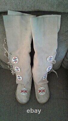 Nice Vintage Native American Beaded Childs Knee High Moccasins