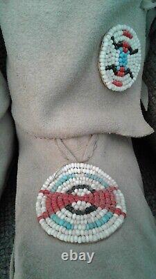 Nice Vintage Native American Beaded Childs Knee High Moccasins