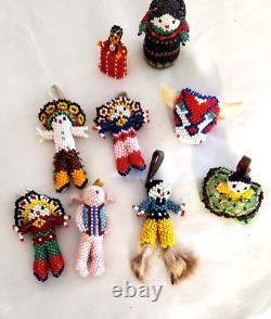 Nine (9) Native American Zuni Beaded Figures