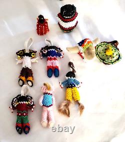 Nine (9) Native American Zuni Beaded Figures