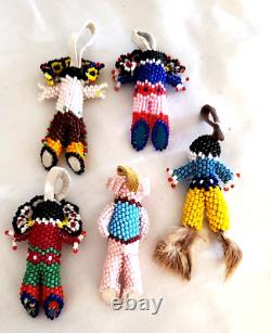 Nine (9) Native American Zuni Beaded Figures