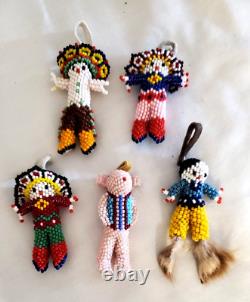 Nine (9) Native American Zuni Beaded Figures