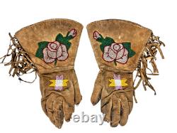 Northern California Native American Deer Skin Beaded Gauntlets Appraised Dr Lori