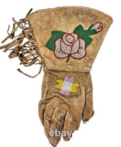 Northern California Native American Deer Skin Beaded Gauntlets Appraised Dr Lori