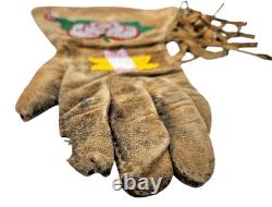 Northern California Native American Deer Skin Beaded Gauntlets Appraised Dr Lori