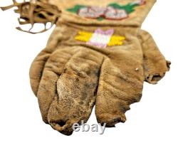 Northern California Native American Deer Skin Beaded Gauntlets Appraised Dr Lori