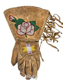 Northern California Native American Deer Skin Beaded Gauntlets Appraised Dr Lori