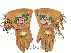 Northern California Native American Deer Skin Beaded Gauntlets Appraised Dr Lori