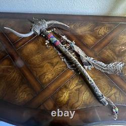 Northern Plains Native American Buffalo Horn Dance Wand 1880s Beads Horns 22