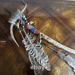 Northern Plains Native American Buffalo Horn Dance Wand 1880s Beads Horns 22