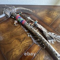 Northern Plains Native American Buffalo Horn Dance Wand 1880s Beads Horns 22